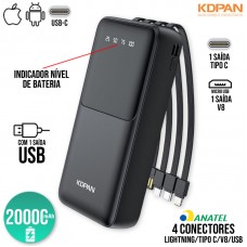 Carregador Power Bank 20000mAh KN-955 Kdpan - Preto